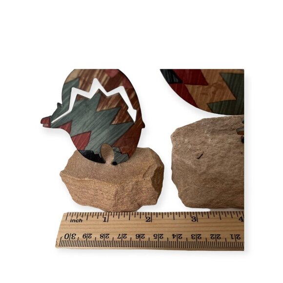 New VTG LAZART 3pc Southwest Metal on Sandstone Sculpture  Gecko Turtle & Bear - Picture 8 of 12